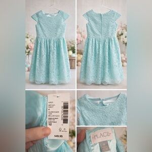 Girls' Mellow Aqua Lace Party Dress — Brand: